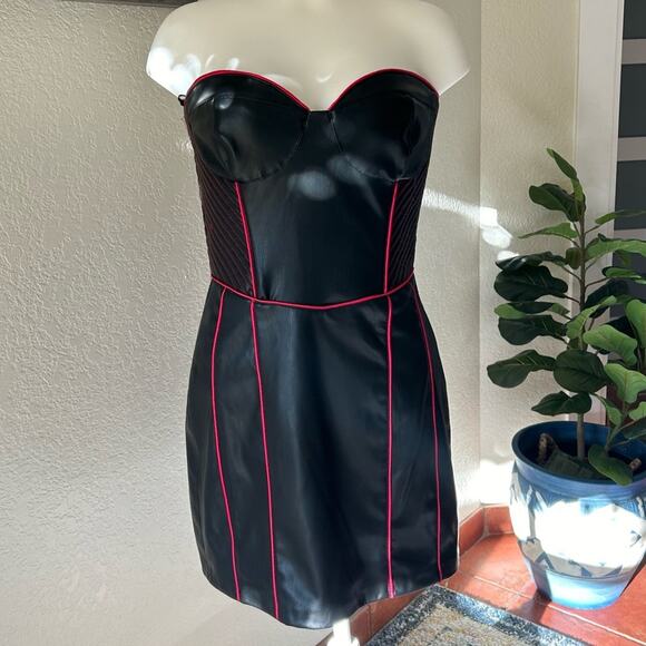Zara faux leather sweet heart mini dress womens size large - Picture 2 of 10